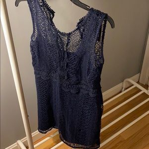 Navy Crochet Material Dress